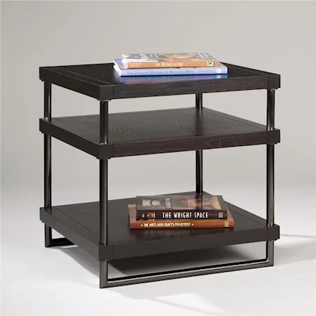 Rectangular End Table with Three Shelves